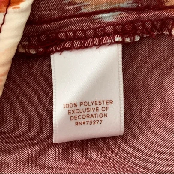 NWT Lauren Conrad Floral Abstract Satin Long Sleeve Blouse - Picture 7 of 12